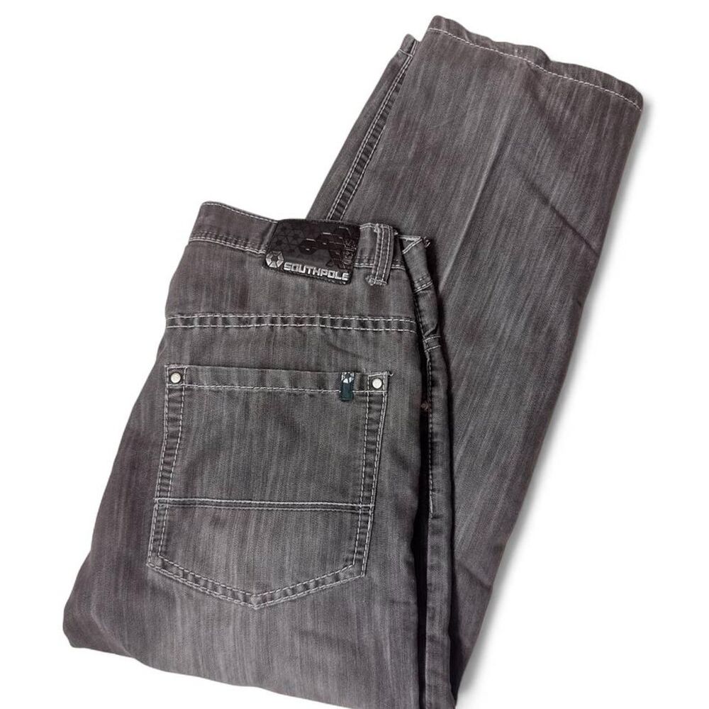 (2005-2009) Southpole Baggy Wide Leg Jeans - Charcoal Gray - 32
